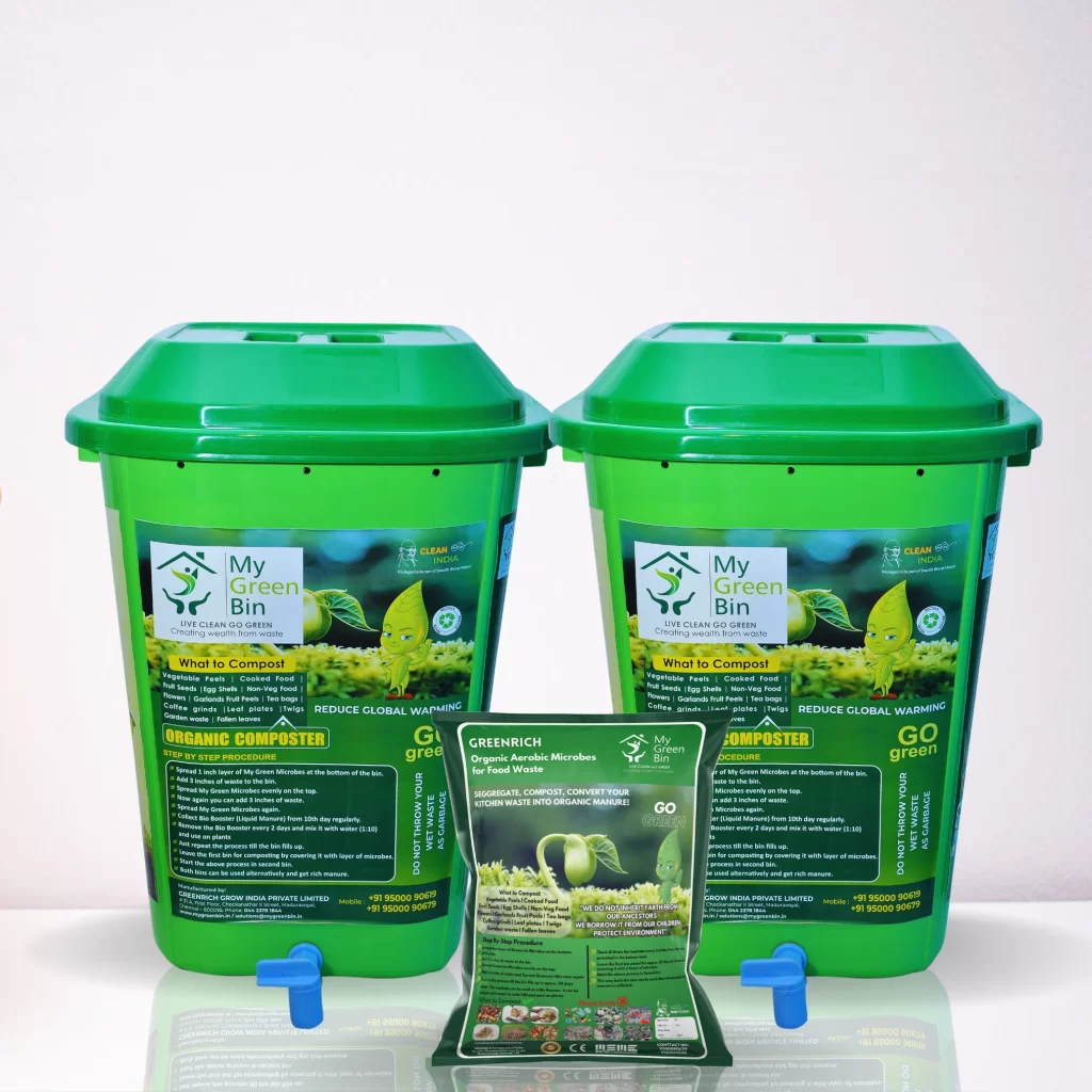 Home Compost Bin 25Lit (2 Bins) +  5 Lit Microbes
